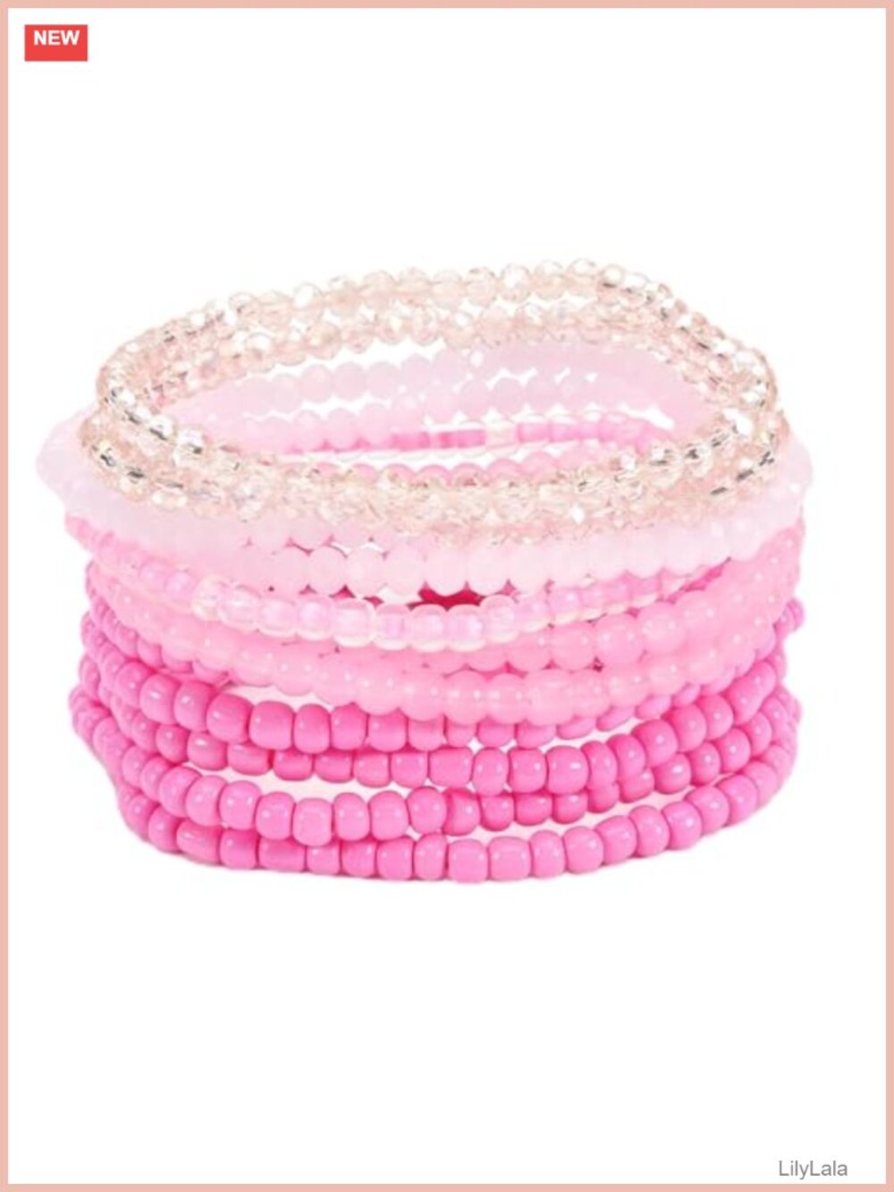 12 Pc Boho Glass Crystal Acrylic Beaded Stretch Bracelets Set Stackable